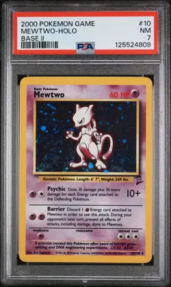 2000 POKEMON BASE SET 2 #10 MEWTWO-HOLO PSA 7 - Image 1