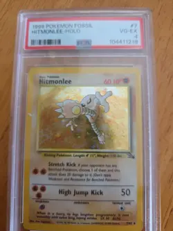 1999 Pokemon Fossil Hitmonlee - Holo #7 PSA 4 - Image 1