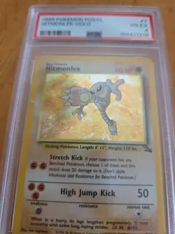 1999 Pokemon Fossil Hitmonlee - Holo #7 PSA 4 - Image 3