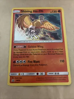 *Damaged* 2017 Pokemon Tcg Shining Ho-oh BS Promo SM70 Johto Alola Shiny Pokemon - Image 1