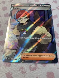 Pokemon TCG Scarlet and Violet Full Art Trainer Ultra Rare Penny 239/198 - Image 2