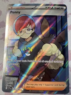 Pokemon TCG Scarlet and Violet Full Art Trainer Ultra Rare Penny 239/198 - Image 3