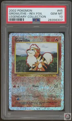 Growlithe Reverse Holo 45/110 Legendary Collection Pokemon PSA 10 - Image 1