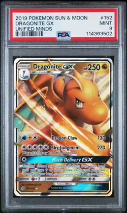 2019 Pokemon Sun & Moon Unified Minds #152 Dragonite Gx Unified Minds PSA 9 - Image 1