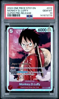 2022 ONE PIECE ST01-012 MONKEY D. LUFFY SUPER PRE-RELEASE PSA 10 GEM MINT - Image 1