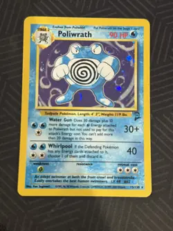 Poliwrath 15/130 Holo Rare Pokemon Base Set 2 Card WOTC, Near Mint Condition - Image 1