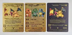 Charizard Gold Foil Fan Art Vinyl Textured Collector Display Card LV76 #6 - Image 1