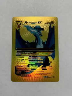 M Charizard EX Ultra Rare Card Yellow Foil Fan Art NM/M - Image 1