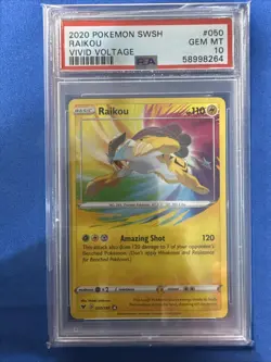 Pokemon TCG Raikou Vivid Voltage Holo Card 050/185 Amazing Rare PSA 10 - Image 1