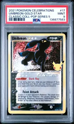 Pokemon TCG Umbreon 17/17 Celebrations Classic Collection PSA 9 - Image 1