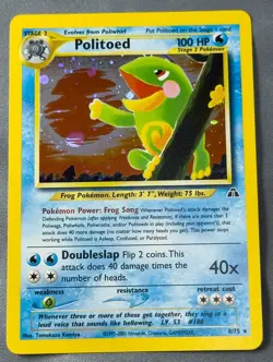 Near Mint Politoed Holo Neo Discovery 08/75 Unlimited Pokemon TCG Vintage WotC - Image 1
