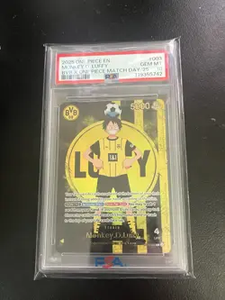 2025 ONE PIECE PROMOS BVB X ONE PIECE MATCH DAY 2025 #003 MONKEY D. LUFFY PSA 10 - Image 1