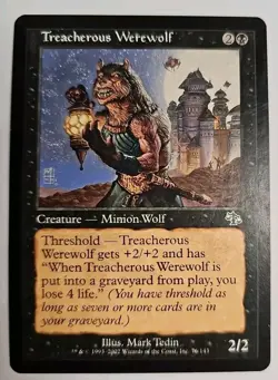 MTG Magic The Gathering Card Treacherous Werewolf Creature Minion Black Judgment - Image 1