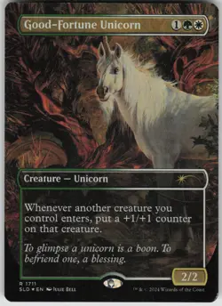 MTG Good Fortune Unicorn Rainbow Foil Foil NM Secret Lair Drop Series Magic 1711 - Image 1