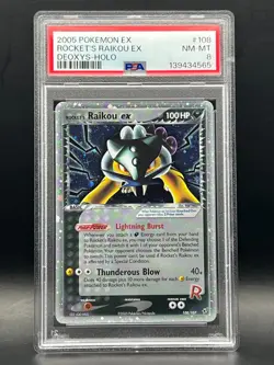 PSA NM-MT 8 -Rocket's Raikou Ex 108/107 Secret Rare Holo-Pokemon 2005 Ex Deoxys - Image 1