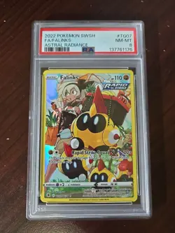 POKEMON 2022 Astral Radiance Full Art FALINKS #TG07 PSA 8 RARE - Image 1