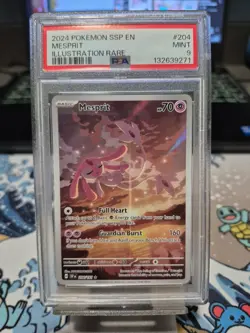 Pokemon TCG Mesprit Card 204/191 Surging Sparks Illustration Rare PSA 9 - Image 1