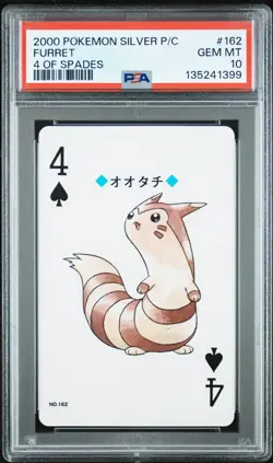 Ferret 2000 Pokemon Japanese Silver Playing Card 4 of Spades #162 PSA 10 GEM MT - Image 1