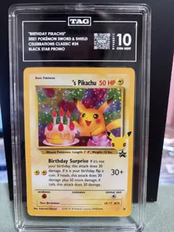 Pokemon TCG Birthday Pikachu Celebrations Classic Holo Promo 24/53 TAG 10 - Image 1