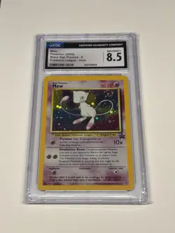 2000 WOTC Pokemon League Mew 9 Black Star Promo Holo Foil SWIRL CGC 8.5 NM/Mint+ - Image 1
