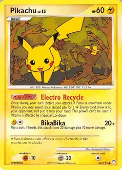 Pikachu 94/123 Common Mysterious Treasures Pokemon LP - Image 1