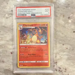 2020 POKEMON TCG VIVID VOLTAGE CHARIZARD CRACKED ICE HOLO 025/185 PSA 9 - Image 1