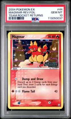 POKEMON EX TEAM ROCKET RETURNS MAGMAR #44 REVERSE PSA 10 GEM MINT #113050037 - Image 1