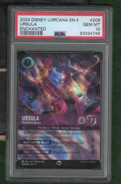 2024 Disney Lorcana EN 4 Ursula's Return Enchanted Ursula #208 PSA 10 - Image 1