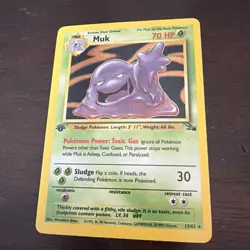 Pokemon Muk TCG Holo Rare Card 13/62 Fossil 1st Edition M/Nm Condition - Image 1