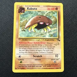Pokemon Card Kabuto 50/62 Gold W Stamp Promo Fossil Promo WOTC - Image 1