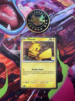 Pikachu (Pokemon Day 2026) 051/162 Pokemon TCG Card (Cosmos Holo) NM + Coin B - Image 1