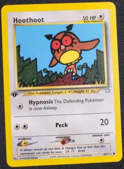 1st Edition Hoothoot 60/111 Common Neo Genesis Pokemon Card NM+ - Image 1