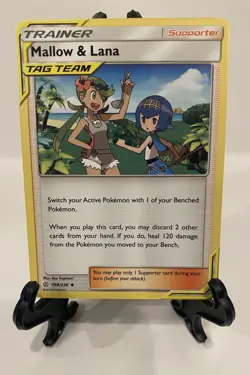 Cosmic Eclipse Mallow & Lana 198/236 Pokemon Trainer Card Non Holo Tag Team - Image 1