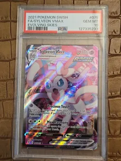 PSA 10 Sylveon VMAX 075/203 Evolving Skies Rare Holo Pokemon Card - Image 1