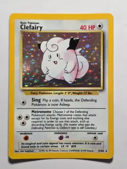 Clefairy 5/102 Base Set Rare Holo Pokemon Card WOTC 1999 - EX/Near Mint - Image 1