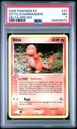 2005 POKEMON EX DELTA SPECIES #37 DITTO [CHARMANDER] PSA 7 - Image 1