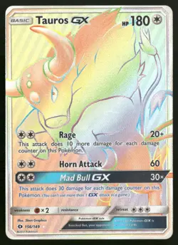 Tauros GX (Secret) 156/149 SM Base Set Pokemon TCG - Image 1