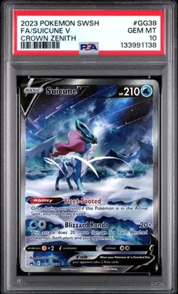 2023 POKEMON SWORD AND SHIELD CROWN ZENITH #GG38 FA/SUICUNE V PSA 10 - Image 1