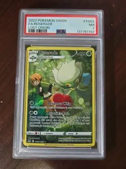2022 POKEMON SWORD & SHIELD LOST ORIGIN #TG02 FULL ART/ROSERADE PSA 7 - Image 1