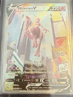 Pokemon TCG Mewtwo v Alt Art Full Art Holo Ultra Rare Card 072/078 Pokemon Go - Image 1