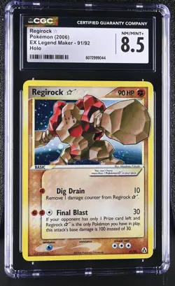 CGC 8.5 Regirock Gold Star 2006 EX Legend Maker 91/92 Holo Pokemon Card - Image 1