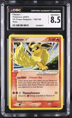 CGC 8.5 Flareon Gold Star 2007 EX Power Keepers 100/108 Holo Pokemon Card - Image 1
