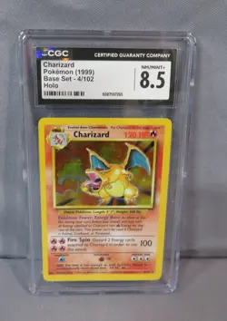 CHARIZARD Pokemon 1999 Base Set HOLO Card 4/102 CGC Grade 8.5 NM/Mint + - Image 1