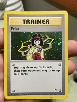Pokemon TCG Erika Trainer Card 16/132 Holo Rare Gym Heroes - Image 1