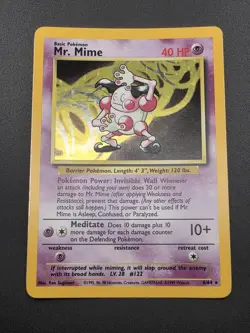 Mr. Mime (No Symbol) Holo Rare Jungle 6/64 Pokemon Card - WOTC 1999 - Image 1