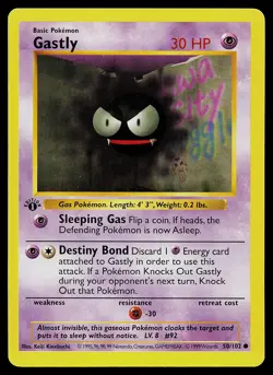 Pokemon Card - Gastly Base Set (Shadowless) 50/102 Common 1st Edition - Image 1