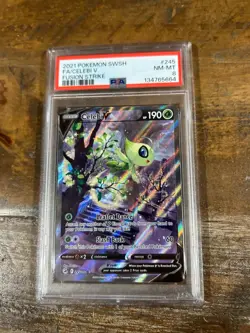 POKEMON 2021 Fusion Strike Full Art CELEBI V #245 PSA 8 RARE - Image 1