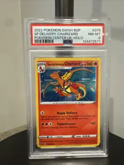 2022 Pokemon SWSH Pokemon Center Special Delivery Charizard Promo #075 PSA 8 - Image 1