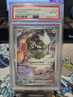 Pokemon TCG Tornadus SVP 210 White Flare ETB Promo Pokemon Center Stamped PSA 8 - Image 1