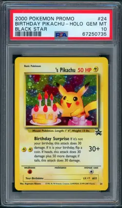 Pokemon Birthday Pikachu Black Star Holo Promo #24 PSA 10 Gem Mint - Image 1